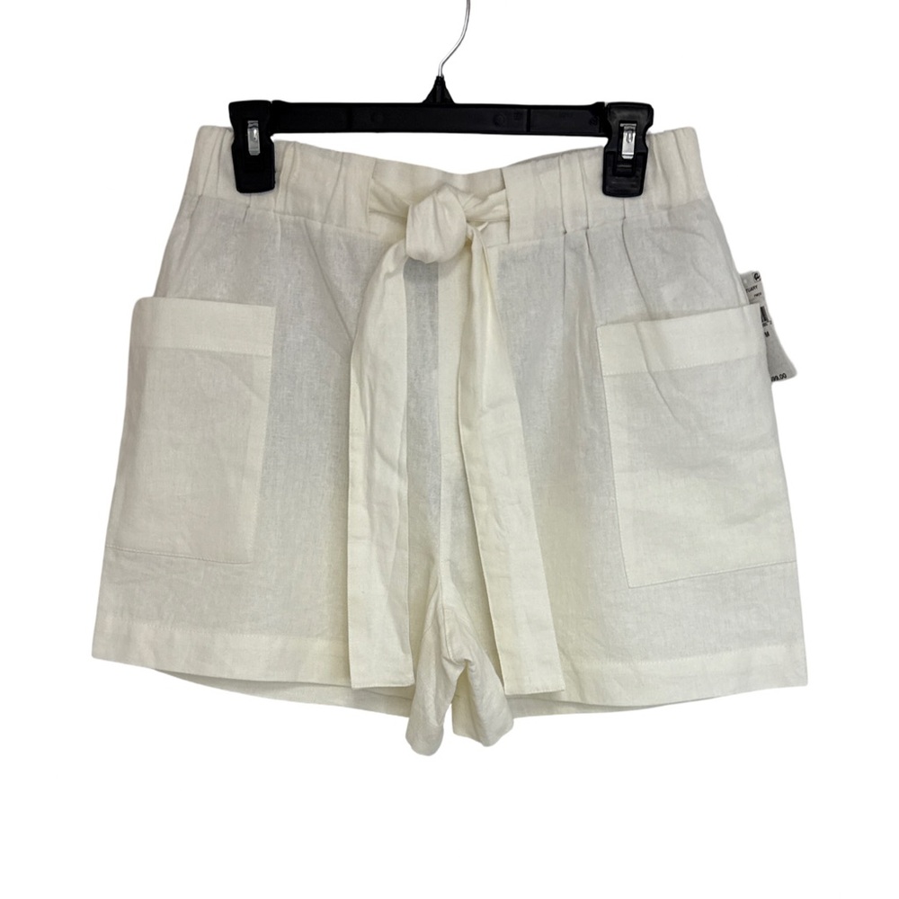 Sanctuary NWT❗️Linen Blend High Waist Tie-Front Shorts Women’s Medium Cream